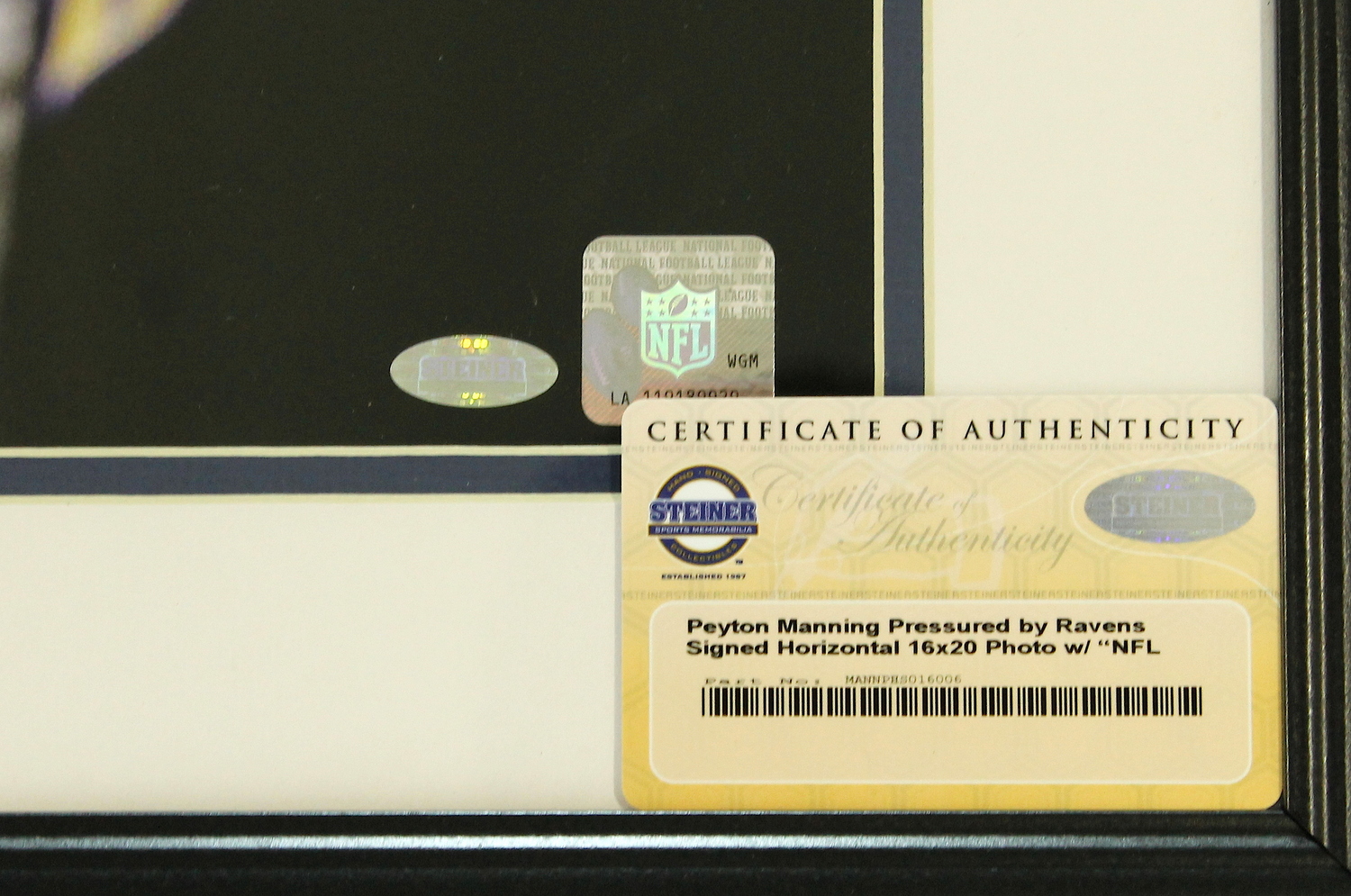 Peyton Manning Signed Broncos Limited Edition Custom Framed 26" x 22" Photo Display Inscribed "NFL Record 7 TD's vs. Balt. 9-5-13" (Steiner COA) at PristineAuction.com Peyton Manning Signed Broncos Limited Edition Custom Framed 26" x 22" Photo Display Inscribed "NFL Record 7 TD's vs. Balt. 9-5-13" (Steiner COA) at PristineAuction.com