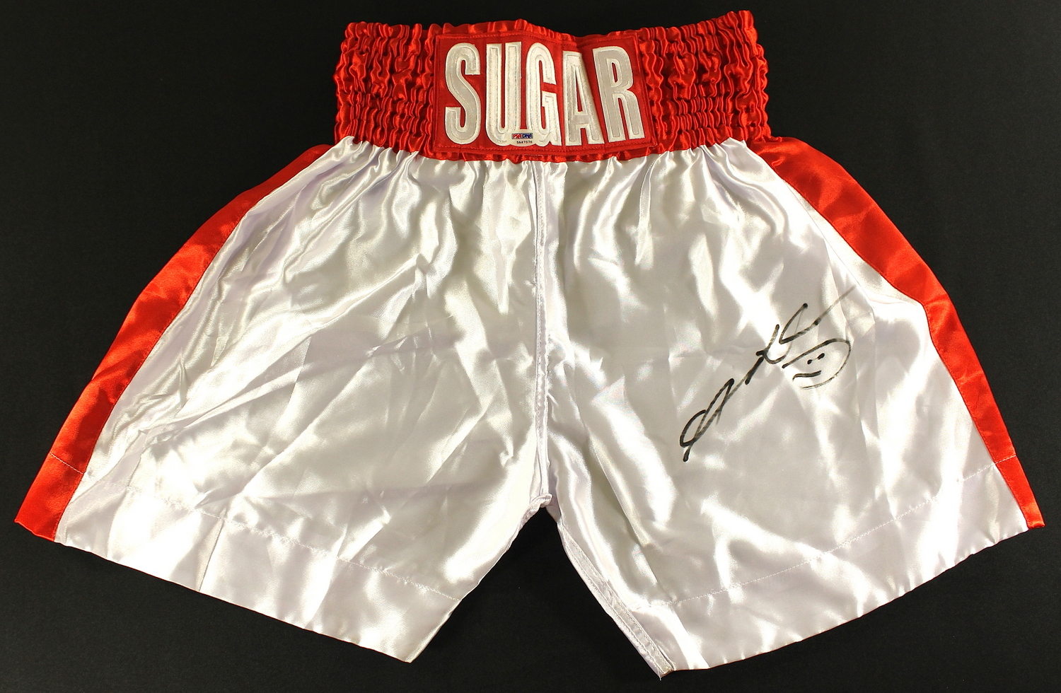 Sugar Ray Leonard Signed Custom Stitched Boxing Shorts (PSA COA) at PristineAuction.com Sugar Ray Leonard Signed Custom Stitched Boxing Shorts (PSA COA) at PristineAuction.com