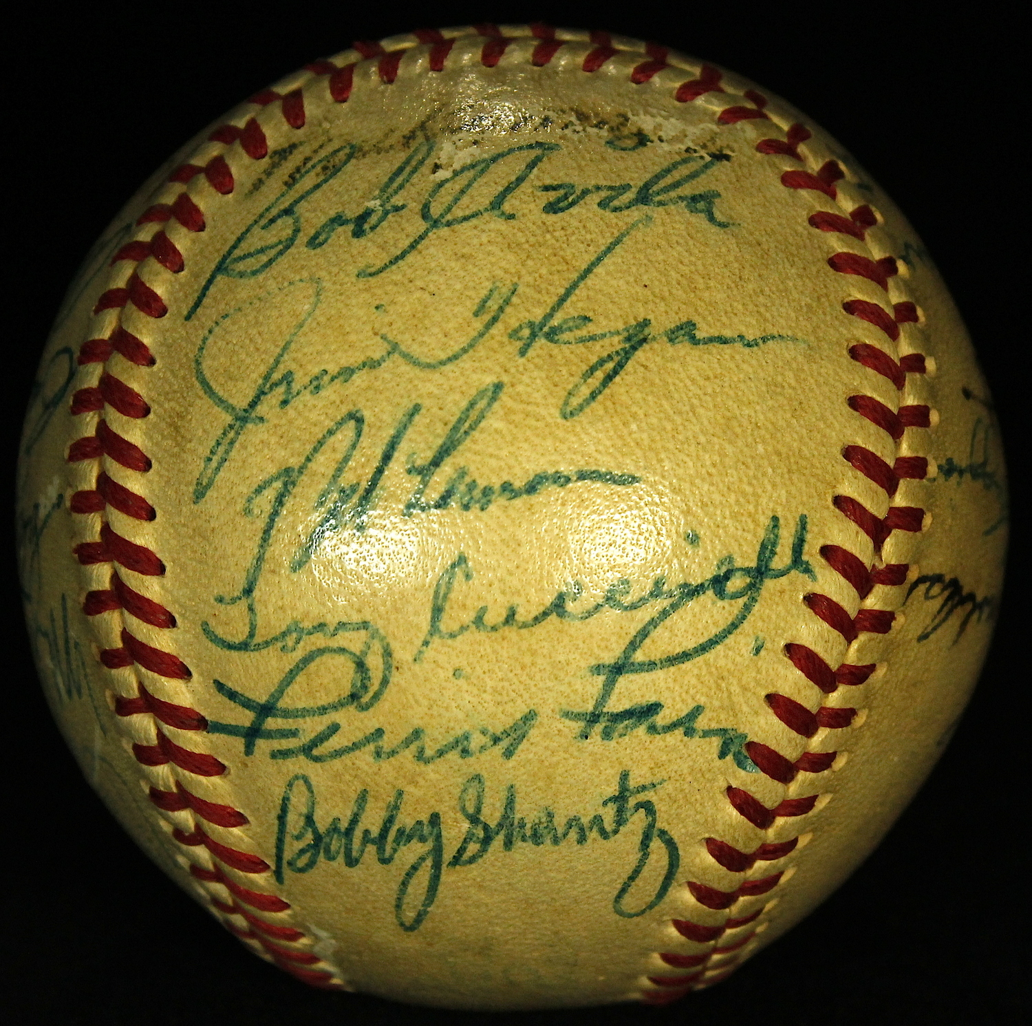 1952 All-Star Game Vintage Baseball Signed by (27) with Satchel Paige, Nellie Fox, Jim Hegan, Vic Raschi, Mike Garcia (JSA ALOA) at PristineAuction.com 1952 All-Star Game Vintage Baseball Signed by (27) with Satchel Paige, Nellie Fox, Jim Hegan, Vic Raschi, Mike Garcia (JSA ALOA) at PristineAuction.com