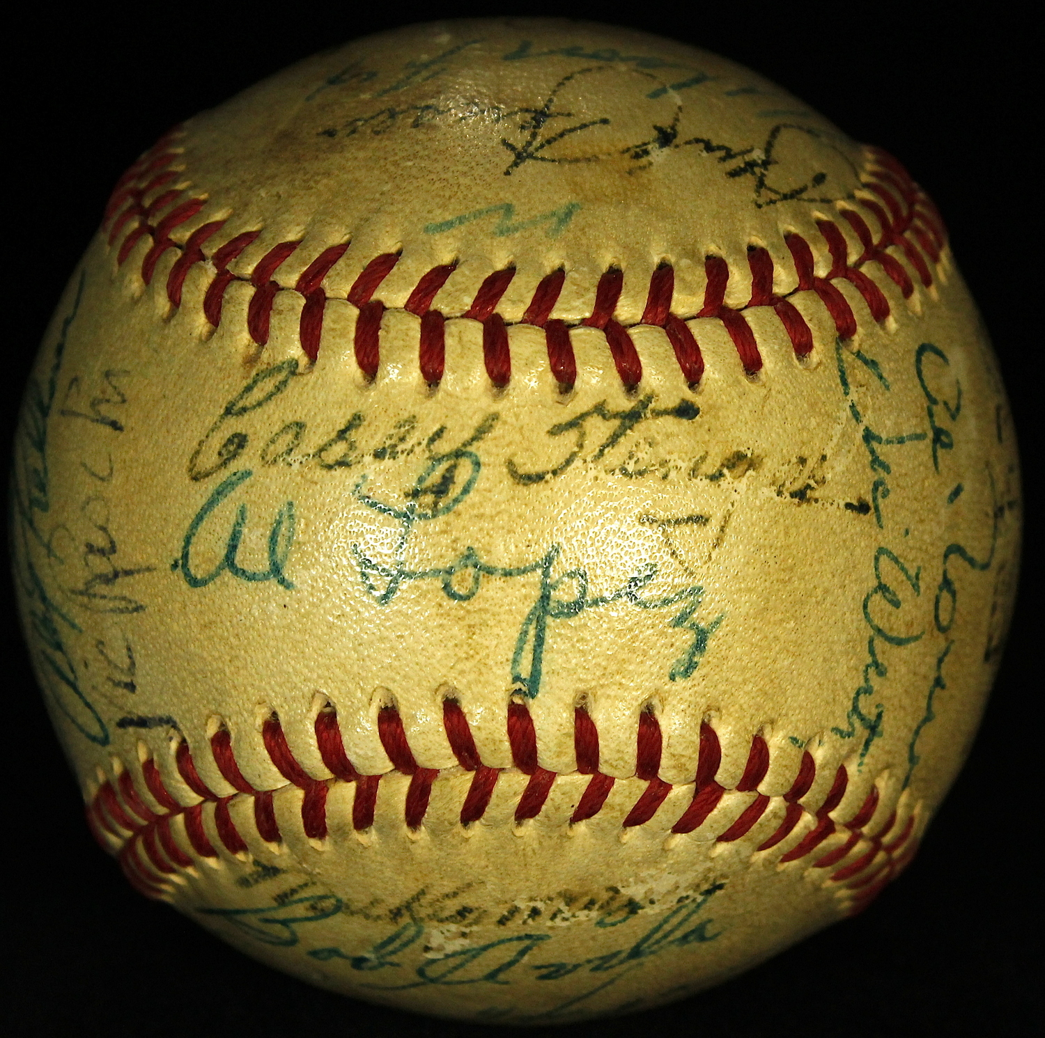 1952 All-Star Game Vintage Baseball Signed by (27) with Satchel Paige, Nellie Fox, Jim Hegan, Vic Raschi, Mike Garcia (JSA ALOA) at PristineAuction.com 1952 All-Star Game Vintage Baseball Signed by (27) with Satchel Paige, Nellie Fox, Jim Hegan, Vic Raschi, Mike Garcia (JSA ALOA) at PristineAuction.com