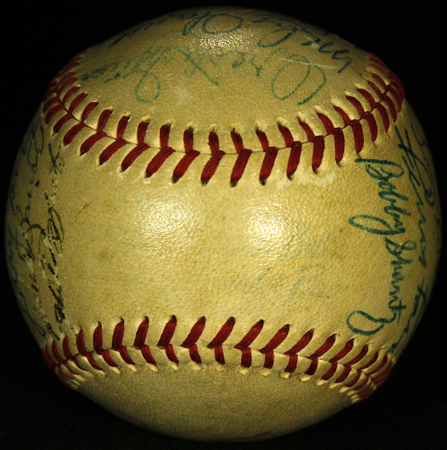 1952 All-Star Game Vintage Baseball Signed by (27) with Satchel Paige, Nellie Fox, Jim Hegan, Vic Raschi, Mike Garcia (JSA ALOA) at PristineAuction.com 1952 All-Star Game Vintage Baseball Signed by (27) with Satchel Paige, Nellie Fox, Jim Hegan, Vic Raschi, Mike Garcia (JSA ALOA) at PristineAuction.com