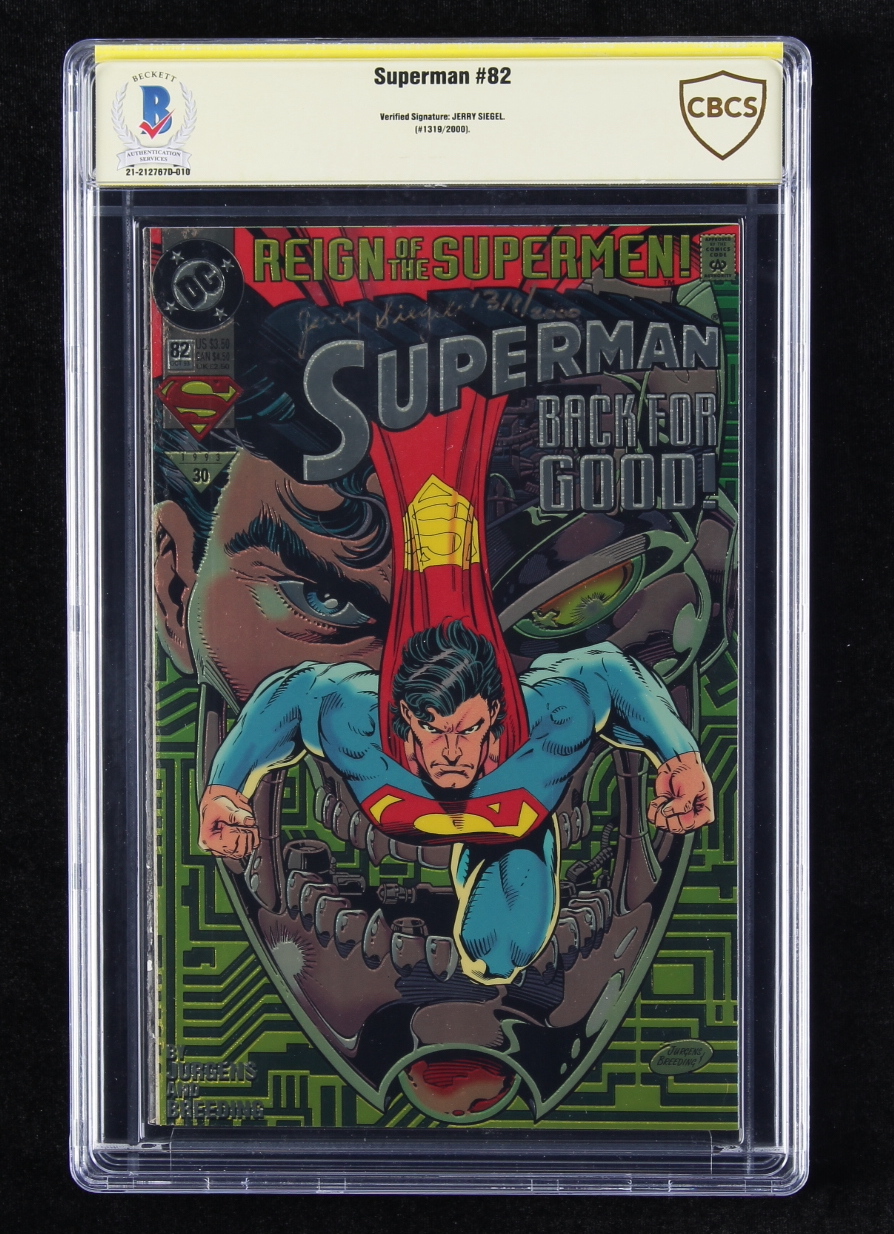 Jerry Siegel Signed 1993 "Superman" Issue #82 DC LE Comic Book (CBCS) at PristineAuction.com Jerry Siegel Signed 1993 "Superman" Issue #82 DC LE Comic Book (CBCS) at PristineAuction.com