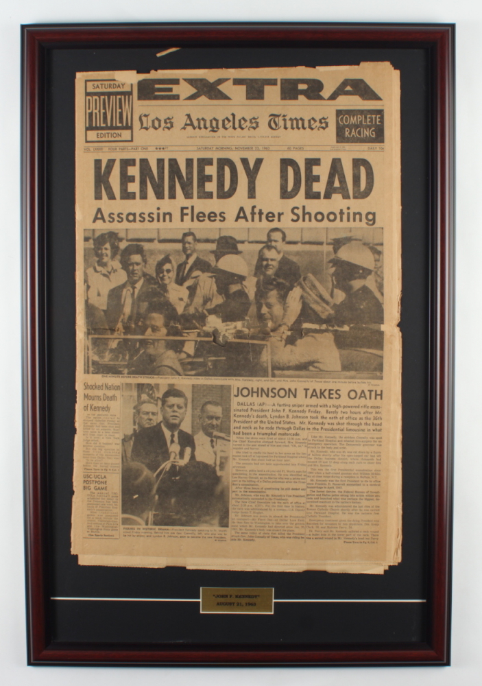 Original November 23, 1963 "President Killed" Daily News 20x30 Custom