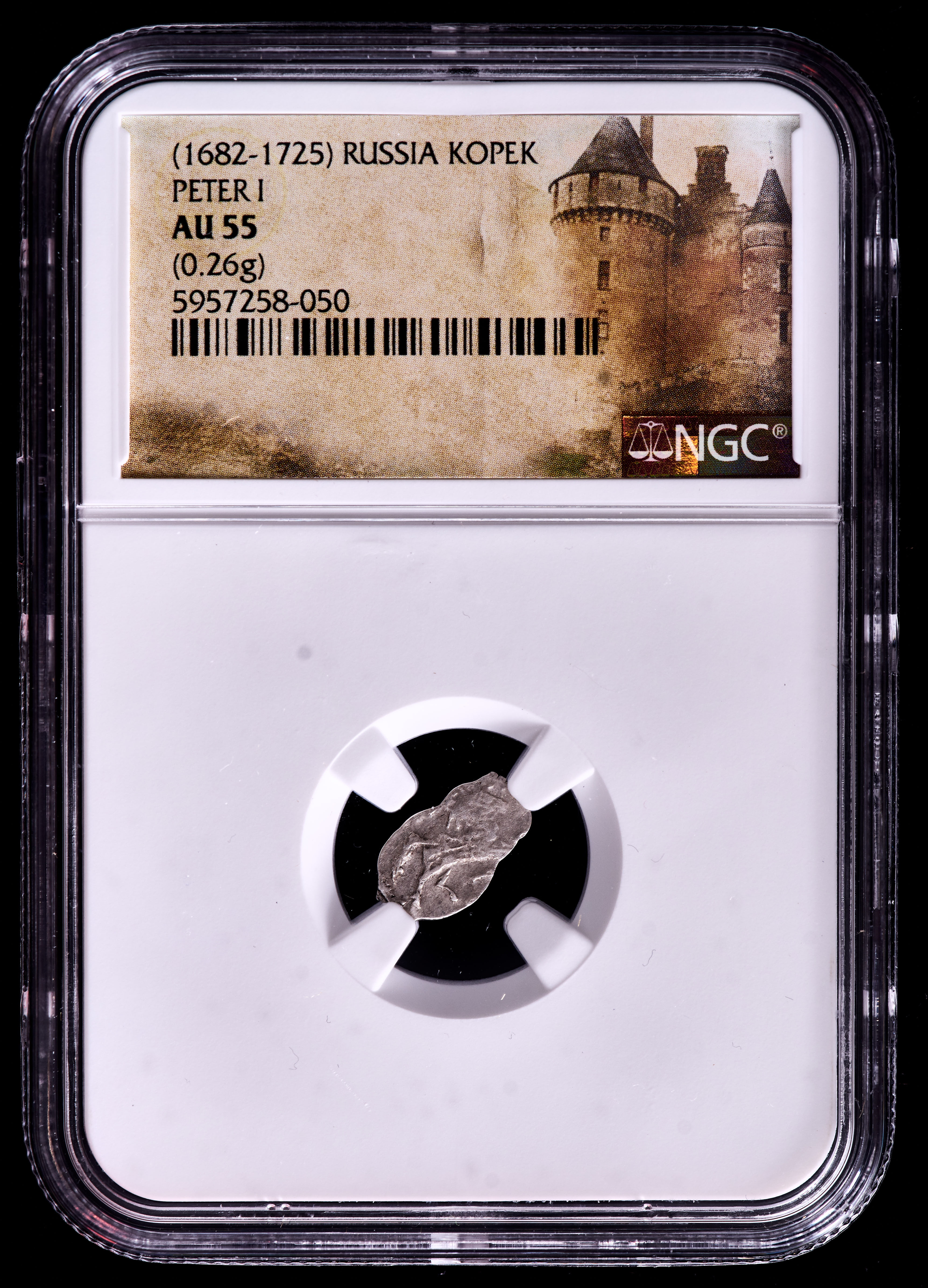 Peter The Great (1682-1725) Russian Kopek Silver Coin (NGC AU55) at PristineAuction.com Peter The Great (1682-1725) Russian Kopek Silver Coin (NGC AU55) at PristineAuction.com