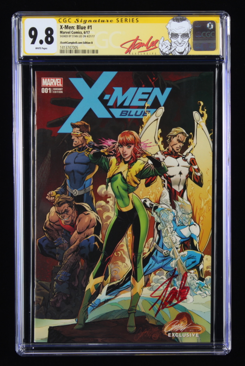 Stan Lee Signed 2017 "X-Men: Blue" Issue #1 Marvel Comic Book (CGC 9.8) at PristineAuction.com Stan Lee Signed 2017 "X-Men: Blue" Issue #1 Marvel Comic Book (CGC 9.8) at PristineAuction.com