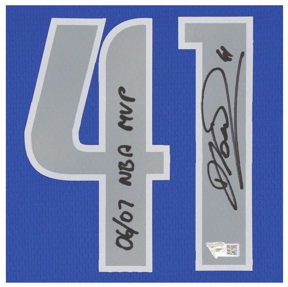 Dirk Nowitzki Signed Mavericks Jersey Inscribed "06/07 NBA MVP" (Fanatics) at PristineAuction.com Dirk Nowitzki Signed Mavericks Jersey Inscribed "06/07 NBA MVP" (Fanatics) at PristineAuction.com
