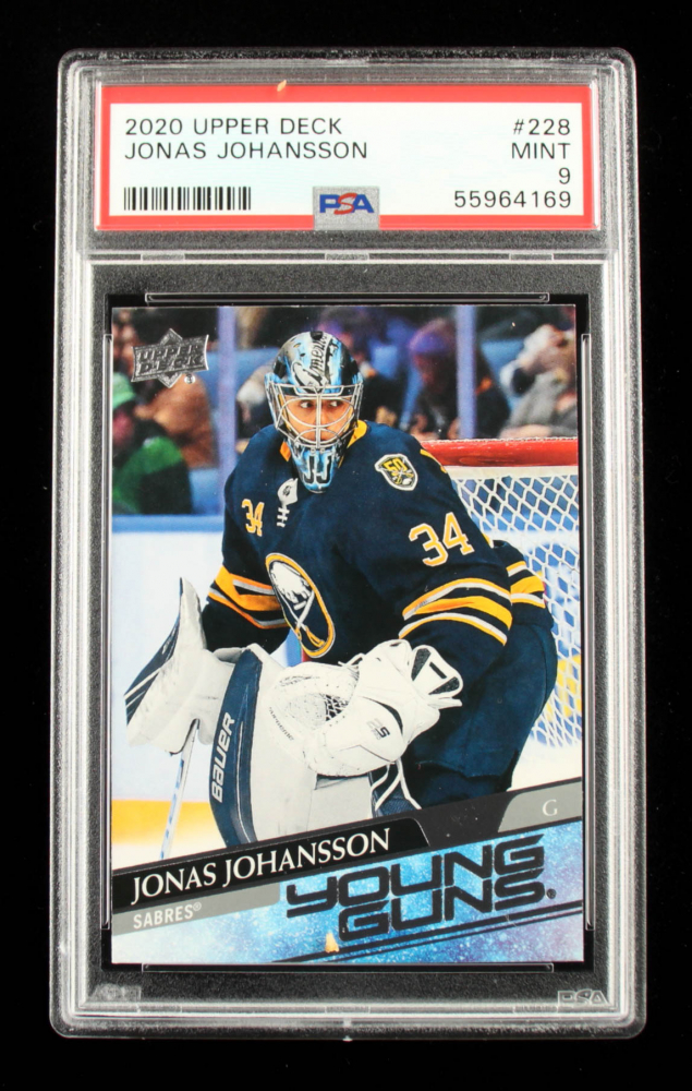 Jonas Johansson 202021 Upper Deck 228 Young Guns RC (PSA 9
