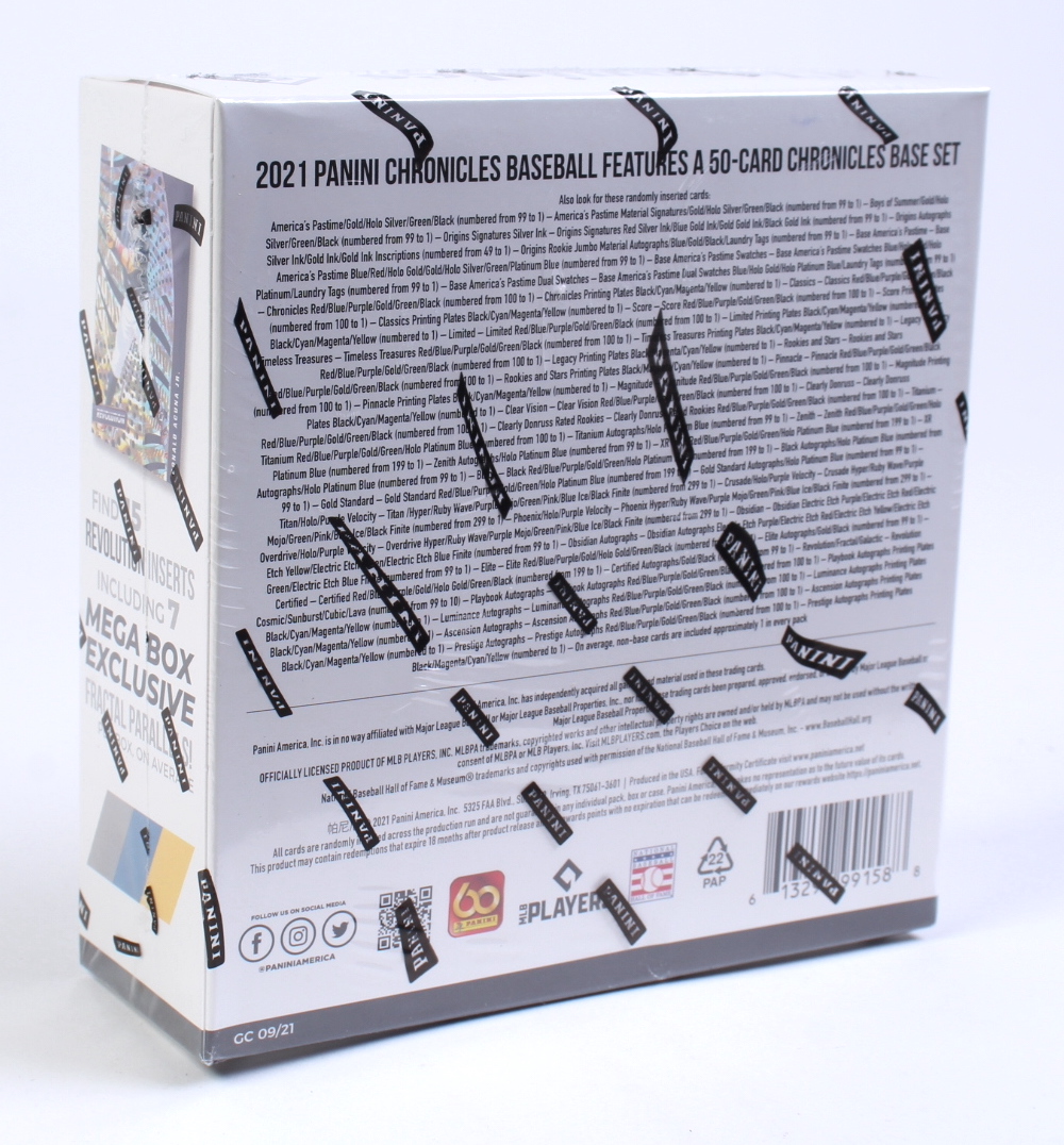 2021 Panini Chronicles Baseball Mega Box with (15) Packs at PristineAuction.com 2021 Panini Chronicles Baseball Mega Box with (15) Packs at PristineAuction.com