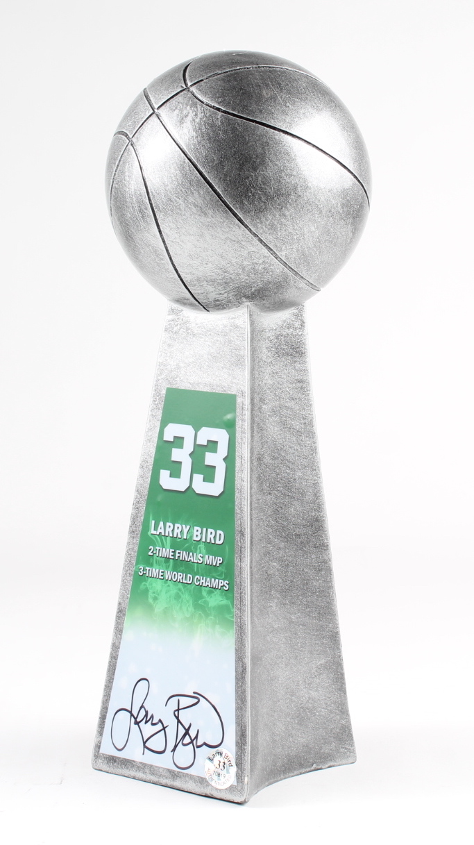 Larry Bird Signed Hall of Fame Championship Basketball Trophy (Schwartz & Bird) at PristineAuction.com Larry Bird Signed Hall of Fame Championship Basketball Trophy (Schwartz & Bird) at PristineAuction.com