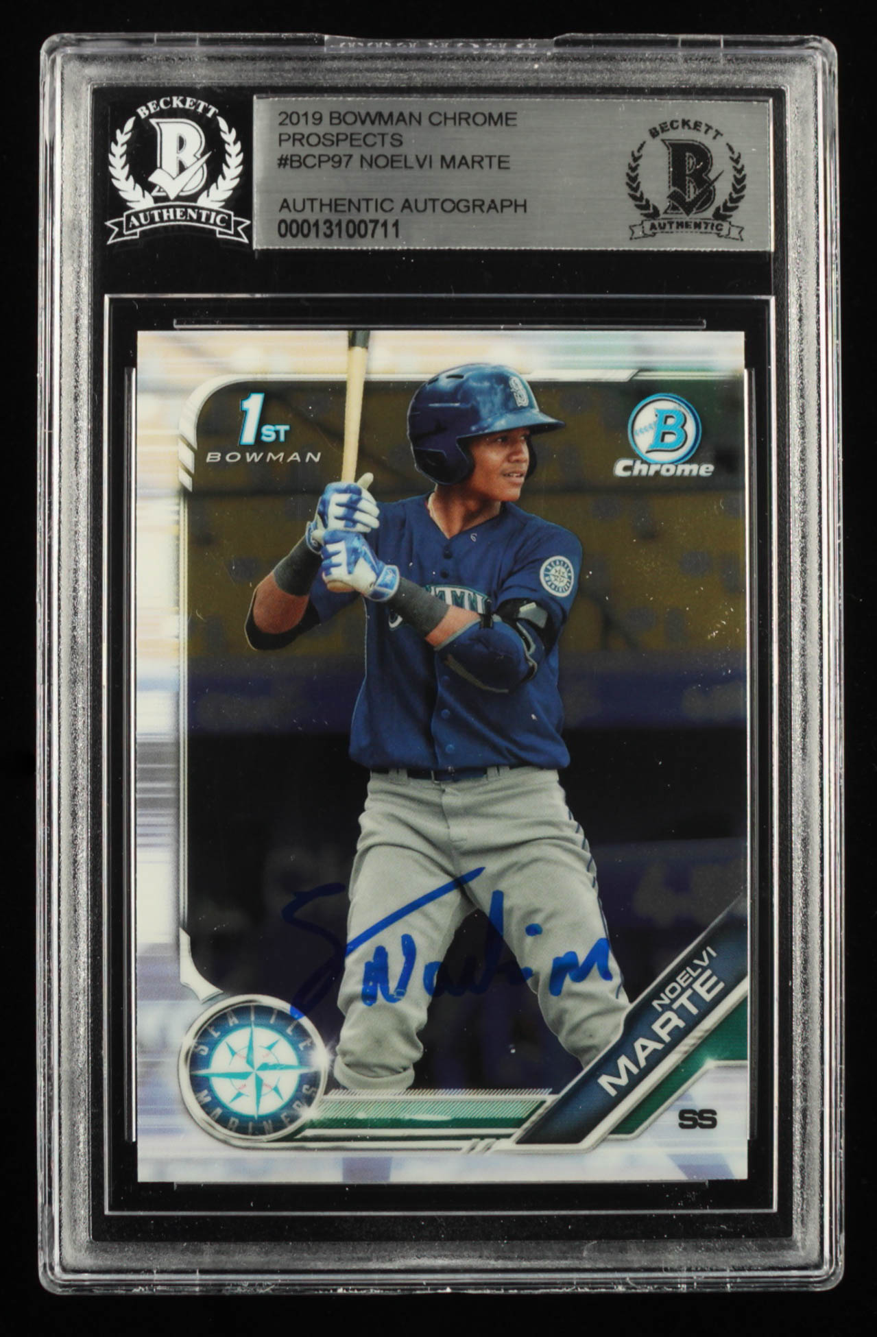 Noelvi Marte Signed 2019 Bowman Chrome Prospects #BCP97 (BGS) at PristineAuction.com Noelvi Marte Signed 2019 Bowman Chrome Prospects #BCP97 (BGS) at PristineAuction.com