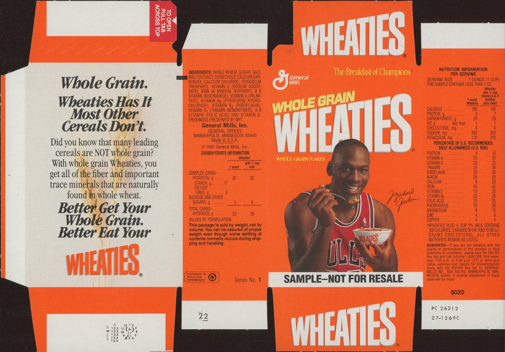 1990 Michael Jordan Wheaties Cereal Box Pristine Auction