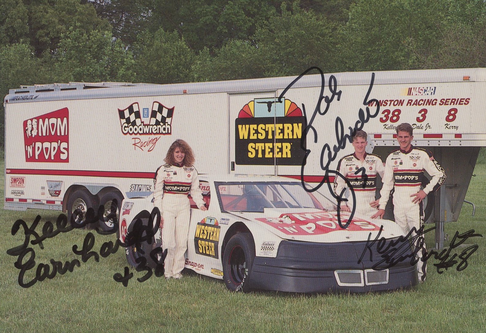 Dale Earnhardt Jr., Kerry Earnhardt, & Kelley Earnhardt Signed NASCAR 6x8 Photo Card (Beckett) at PristineAuction.com Dale Earnhardt Jr., Kerry Earnhardt, & Kelley Earnhardt Signed NASCAR 6x8 Photo Card (Beckett) at PristineAuction.com