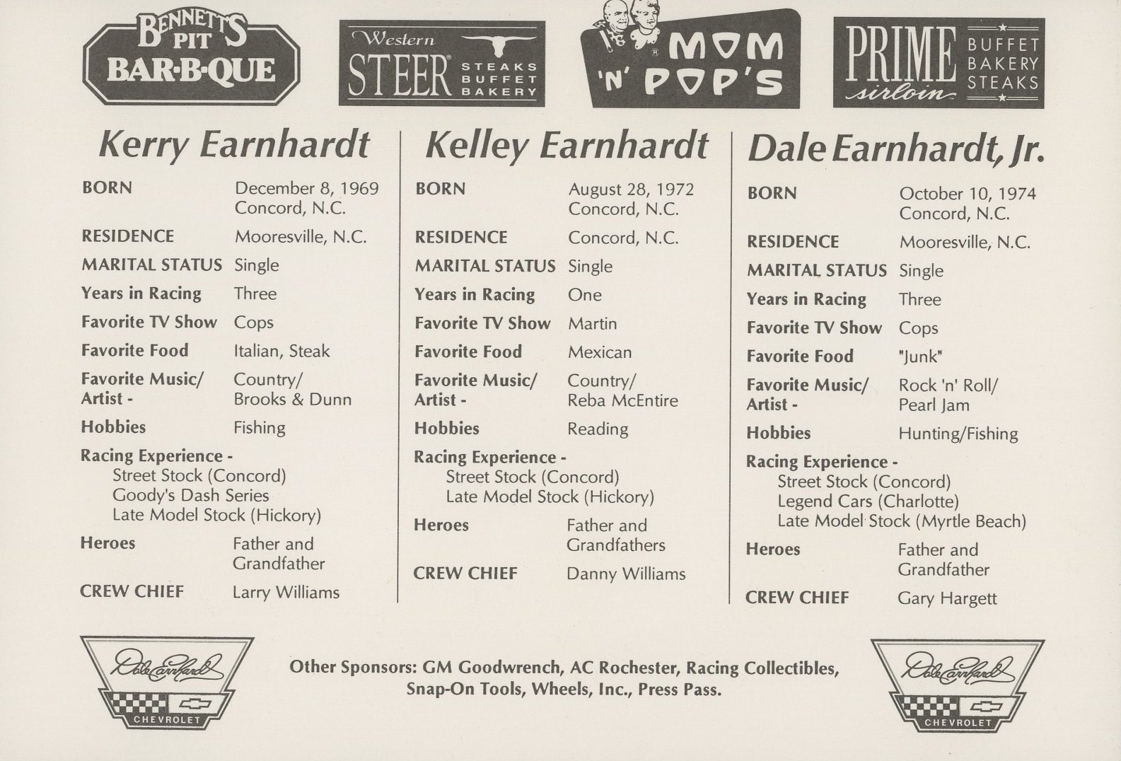 Dale Earnhardt Jr., Kerry Earnhardt, & Kelley Earnhardt Signed NASCAR 6x8 Photo Card (Beckett) at PristineAuction.com Dale Earnhardt Jr., Kerry Earnhardt, & Kelley Earnhardt Signed NASCAR 6x8 Photo Card (Beckett) at PristineAuction.com