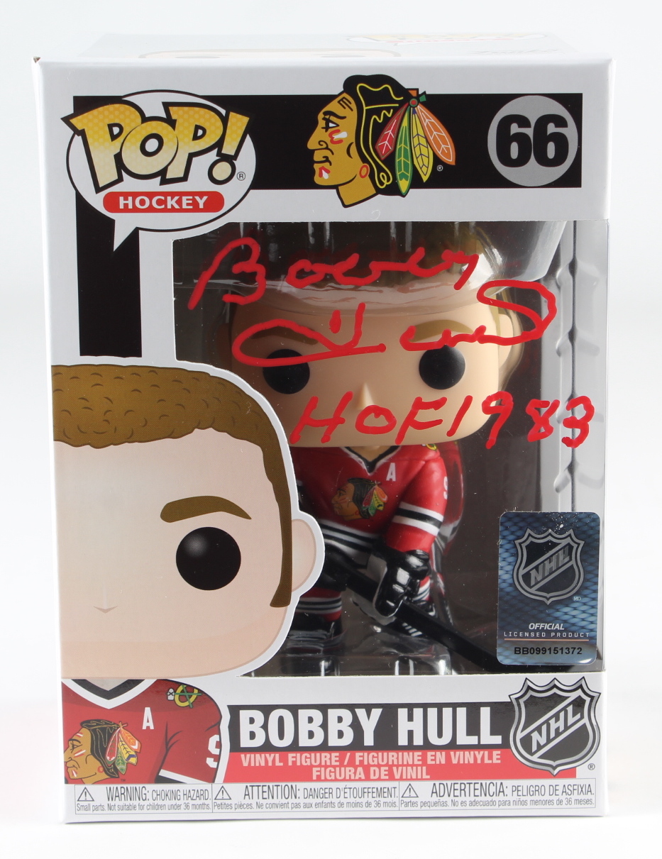 Bobby Hull Signed Blackhawks #66 Hockey Funko Pop! Vinyl Figure Inscribed "HOF 1983" (Schwartz Sports) at PristineAuction.com Bobby Hull Signed Blackhawks #66 Hockey Funko Pop! Vinyl Figure Inscribed "HOF 1983" (Schwartz Sports) at PristineAuction.com