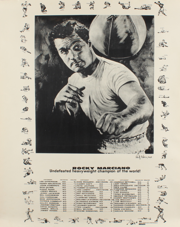 Rocky Marciano "Undefeated Heavyweight Champion of the World!" 23x28 Poster at PristineAuction.com Rocky Marciano "Undefeated Heavyweight Champion of the World!" 23x28 Poster at PristineAuction.com