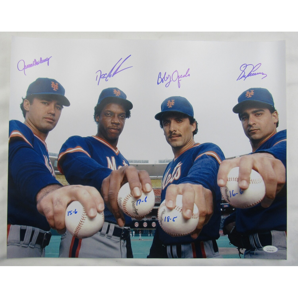 1986 Mets 16x20 Photo Signed by (4) with Dwight Gooden, Ron Darling ...