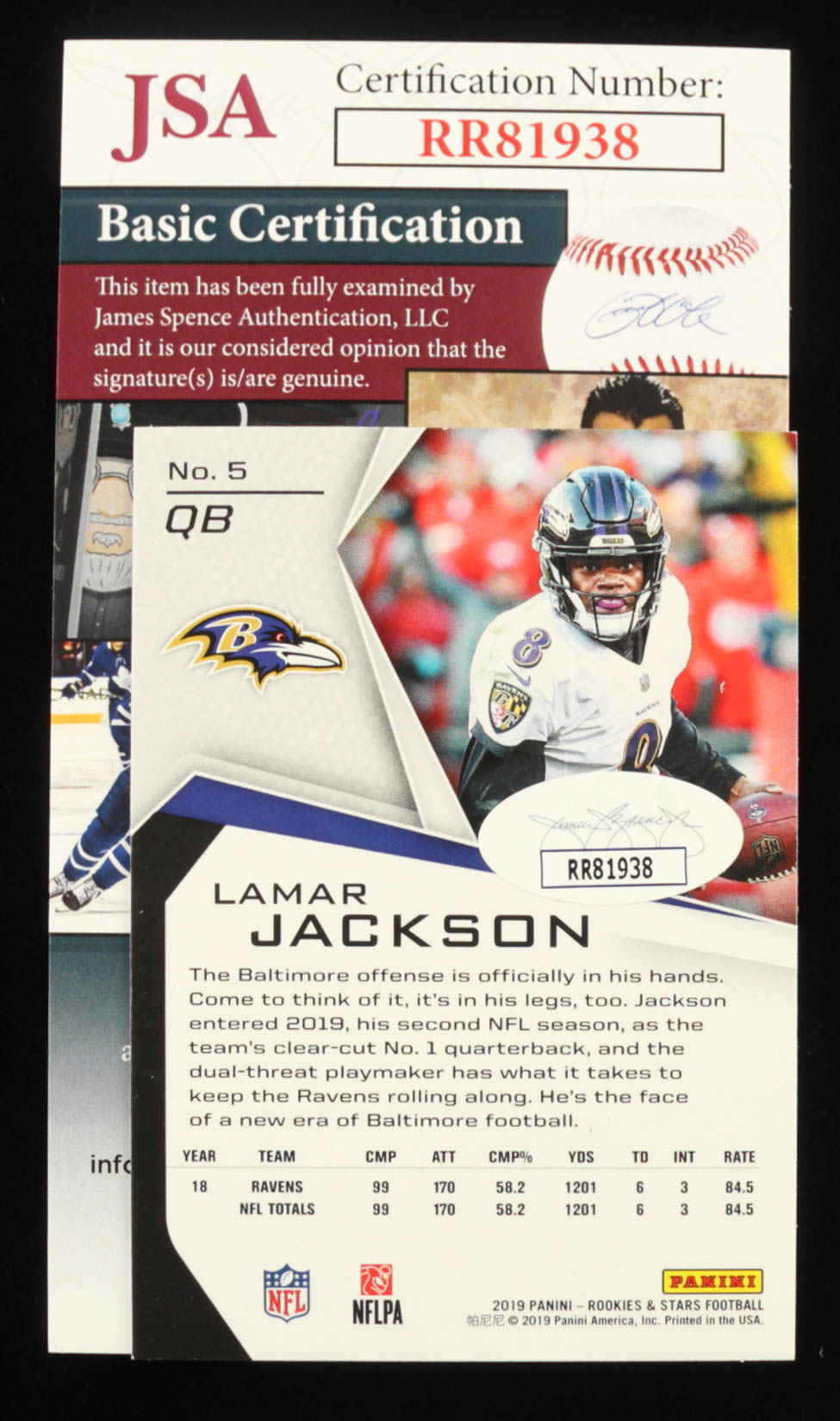 Lamar Jackson Signed 2019 Rookies and Stars #5 RC (JSA) at PristineAuction.com Lamar Jackson Signed 2019 Rookies and Stars #5 RC (JSA) at PristineAuction.com