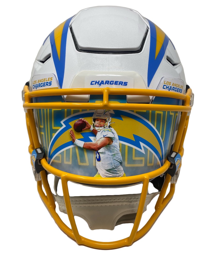 Justin Herbert Signed Chargers Full-Size Authentic On-Field SpeedFlex Helmet with Custom Visor (Fanatics & Beckett) at PristineAuction.com Justin Herbert Signed Chargers Full-Size Authentic On-Field SpeedFlex Helmet with Custom Visor (Fanatics & Beckett) at PristineAuction.com