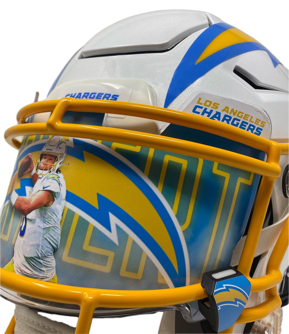 Justin Herbert Signed Chargers Full-Size Authentic On-Field SpeedFlex Helmet with Custom Visor (Fanatics & Beckett) at PristineAuction.com Justin Herbert Signed Chargers Full-Size Authentic On-Field SpeedFlex Helmet with Custom Visor (Fanatics & Beckett) at PristineAuction.com