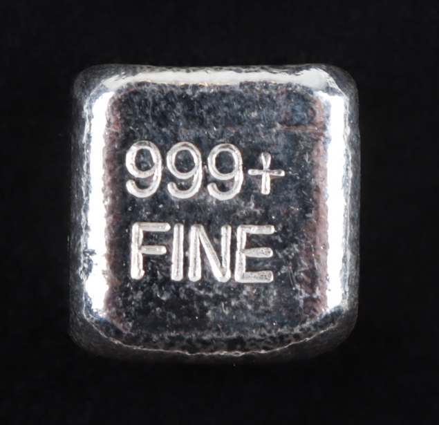 .999 Cube Yeager Poured Silver Bullion Bar at PristineAuction.com .999 Cube Yeager Poured Silver Bullion Bar at PristineAuction.com