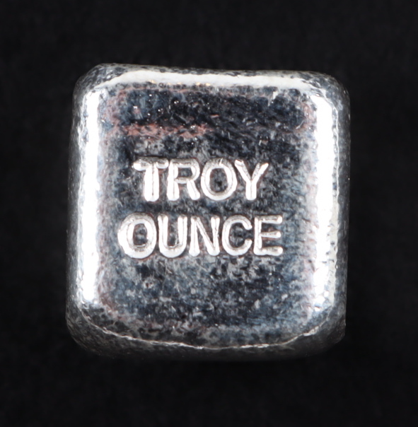 .999 Cube Yeager Poured Silver Bullion Bar at PristineAuction.com .999 Cube Yeager Poured Silver Bullion Bar at PristineAuction.com