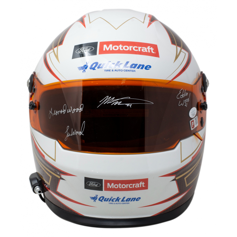 Wood Brothers NASCAR FullSize Helmet Signed by (4) with Matt