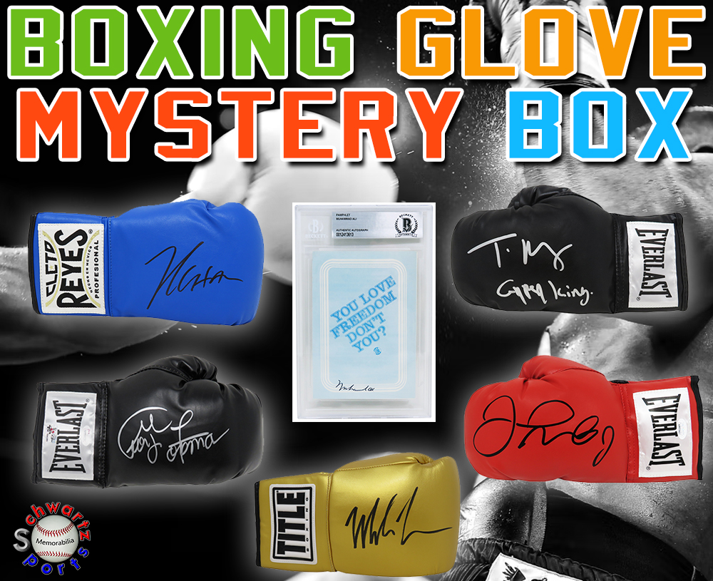 Schwartz Sports Signed Boxing Glove Mystery Box - Series 16 (Limited to 100) **MUHAMMAD ALI Autograph - Grand Prize** at PristineAuction.com Schwartz Sports Signed Boxing Glove Mystery Box - Series 16 (Limited to 100) **MUHAMMAD ALI Autograph - Grand Prize** at PristineAuction.com