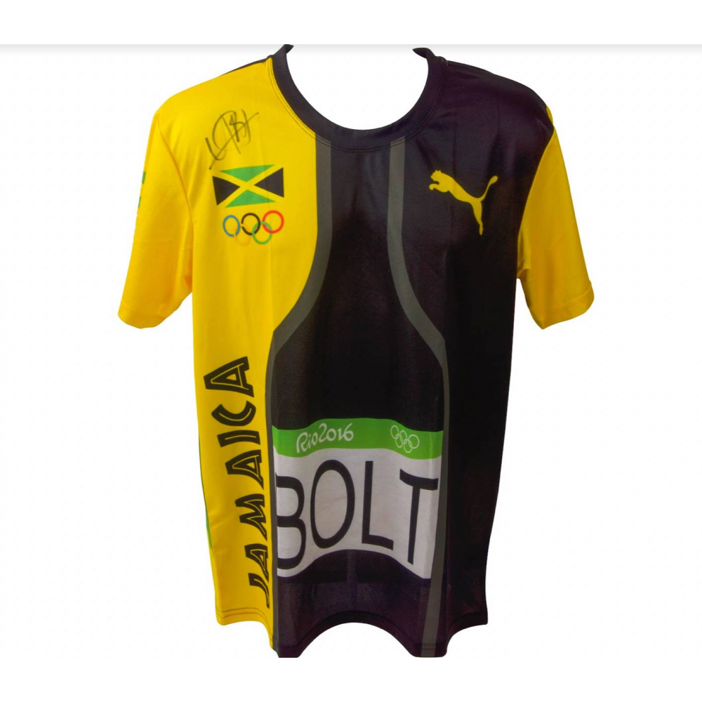 Men's Usain Bolt Rio Olympics T-Shirt Jersey - Lightweight Polyester, Jamaica Athletics Sportswear