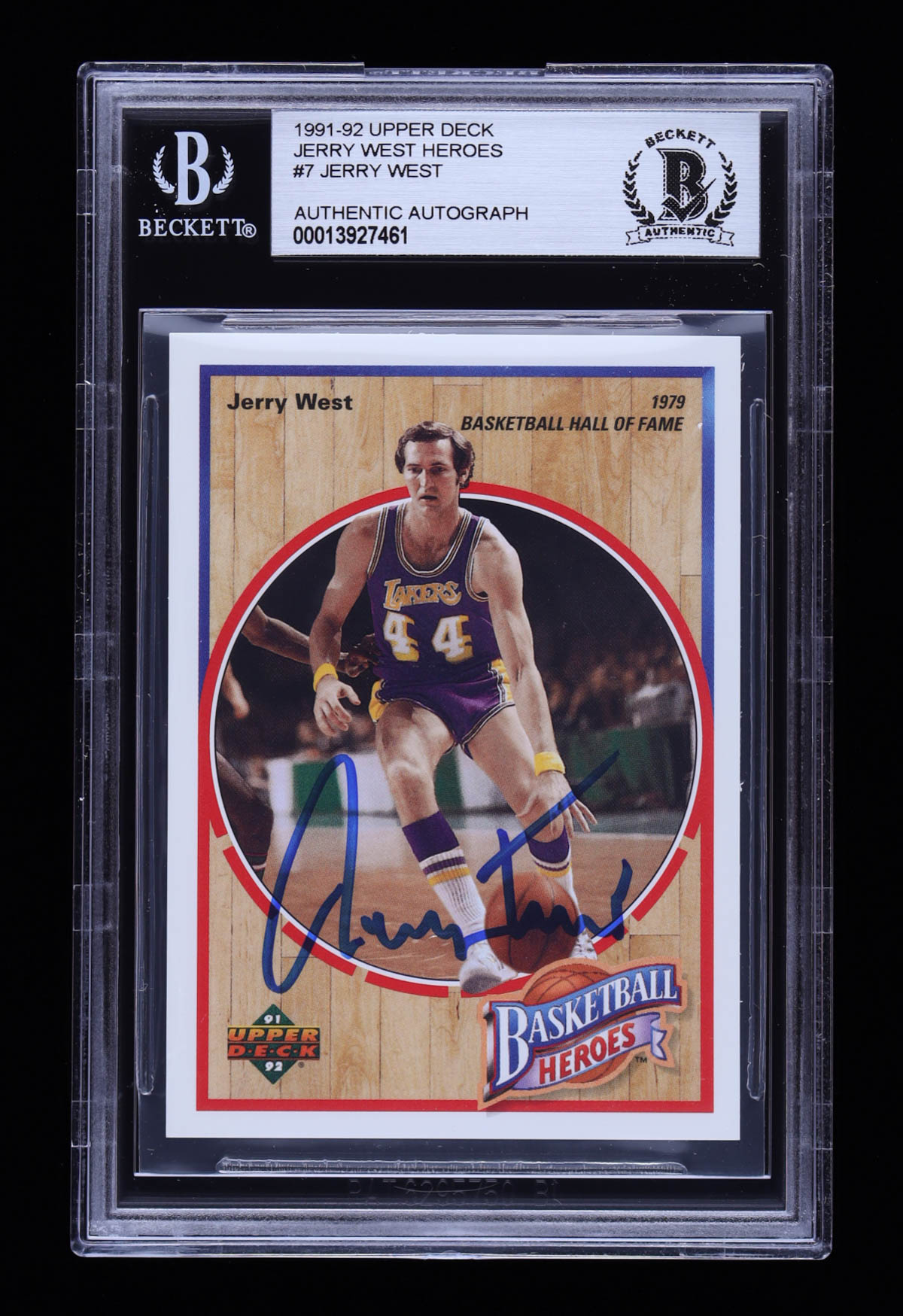 Jerry West Signed 1991-92 Upper Deck Jerry West Heroes #7 1979