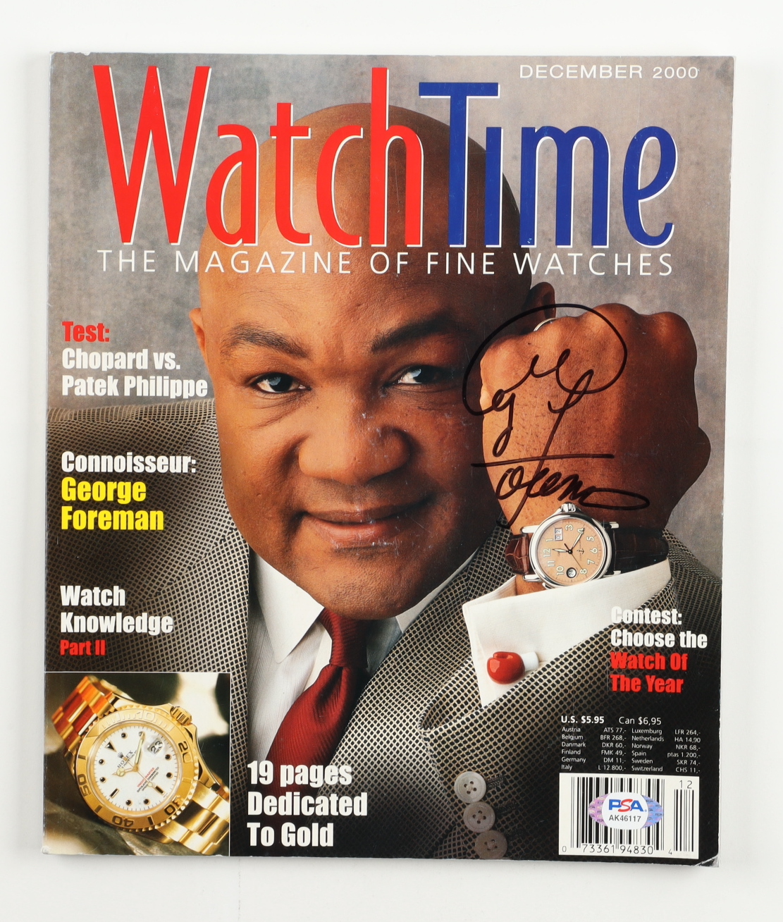 George Foreman Signed 2000 "Watch Time" Magazine (PSA) at PristineAuction.com George Foreman Signed 2000 "Watch Time" Magazine (PSA) at PristineAuction.com