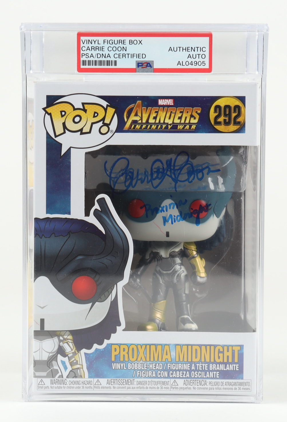 Carrie Coon Signed Avengers Infinity War #292 Proxima Midnight Funko Pop! Vinyl Figure Inscribed "Proxima Midnight" (PSA) at PristineAuction.com Carrie Coon Signed Avengers Infinity War #292 Proxima Midnight Funko Pop! Vinyl Figure Inscribed "Proxima Midnight" (PSA) at PristineAuction.com