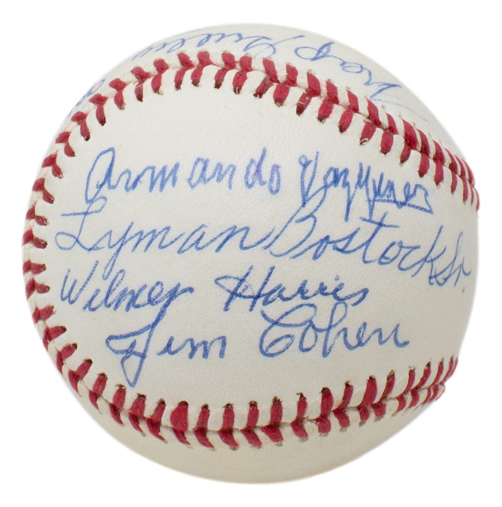 Negro League Legends Baseball Signed by (7) with Wilmer Harris, Lyman Bostock Sr., Armando Vasquez, Jim Cohen, Nap Gulley (Beckett) at PristineAuction.com Negro League Legends Baseball Signed by (7) with Wilmer Harris, Lyman Bostock Sr., Armando Vasquez, Jim Cohen, Nap Gulley (Beckett) at PristineAuction.com