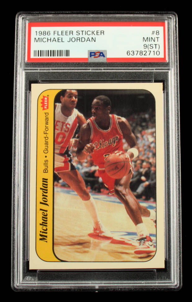 Michael Jordan 1986-87 Fleer Stickers #8 (PSA 9) (ST) at PristineAuction.com Michael Jordan 1986-87 Fleer Stickers #8 (PSA 9) (ST) at PristineAuction.com