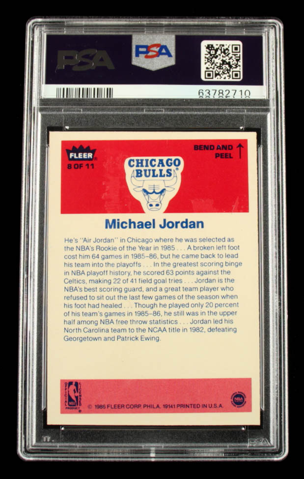 Michael Jordan 1986-87 Fleer Stickers #8 (PSA 9) (ST) at PristineAuction.com Michael Jordan 1986-87 Fleer Stickers #8 (PSA 9) (ST) at PristineAuction.com