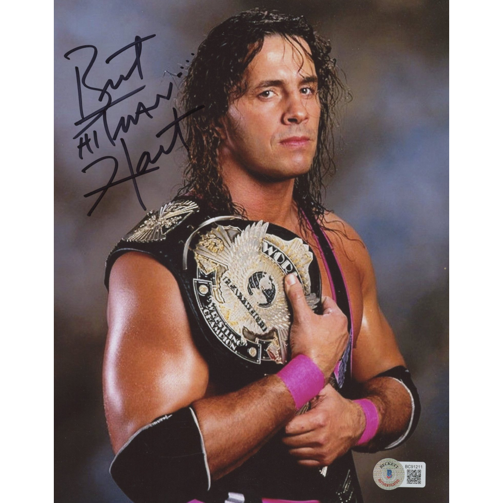 Bret "The Hitman" Hart Signed Vintage WWF Wraparound Pink Sunglasses – With Proof, Original