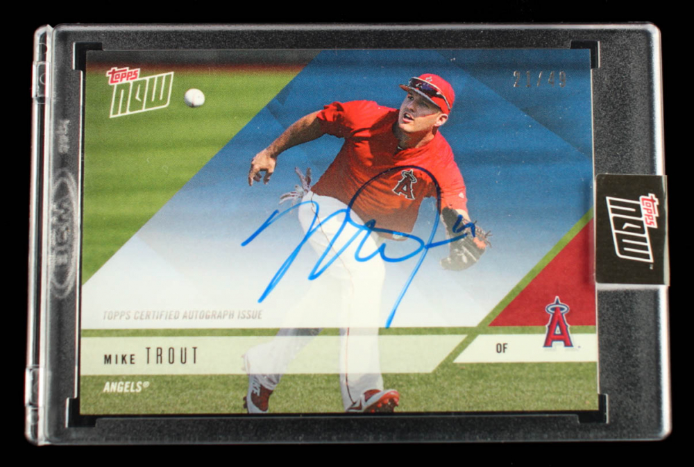 Mike Trout 2018 Topps Now Road to Opening Day Autographs Blue #OD168B #21/49
