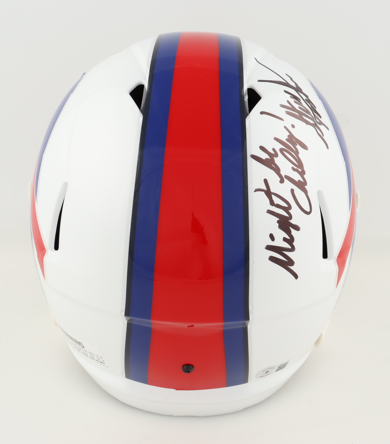 Steve Tasker Signed Bills Full-Size Speed Helmet Inscribed "Might Be Chilly" (Beckett) at PristineAuction.com Steve Tasker Signed Bills Full-Size Speed Helmet Inscribed "Might Be Chilly" (Beckett) at PristineAuction.com