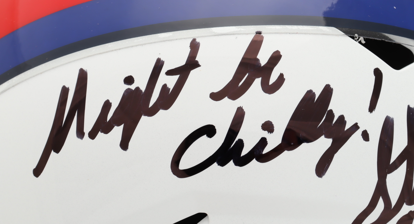 Steve Tasker Signed Bills Full-Size Speed Helmet Inscribed "Might Be Chilly" (Beckett) at PristineAuction.com Steve Tasker Signed Bills Full-Size Speed Helmet Inscribed "Might Be Chilly" (Beckett) at PristineAuction.com