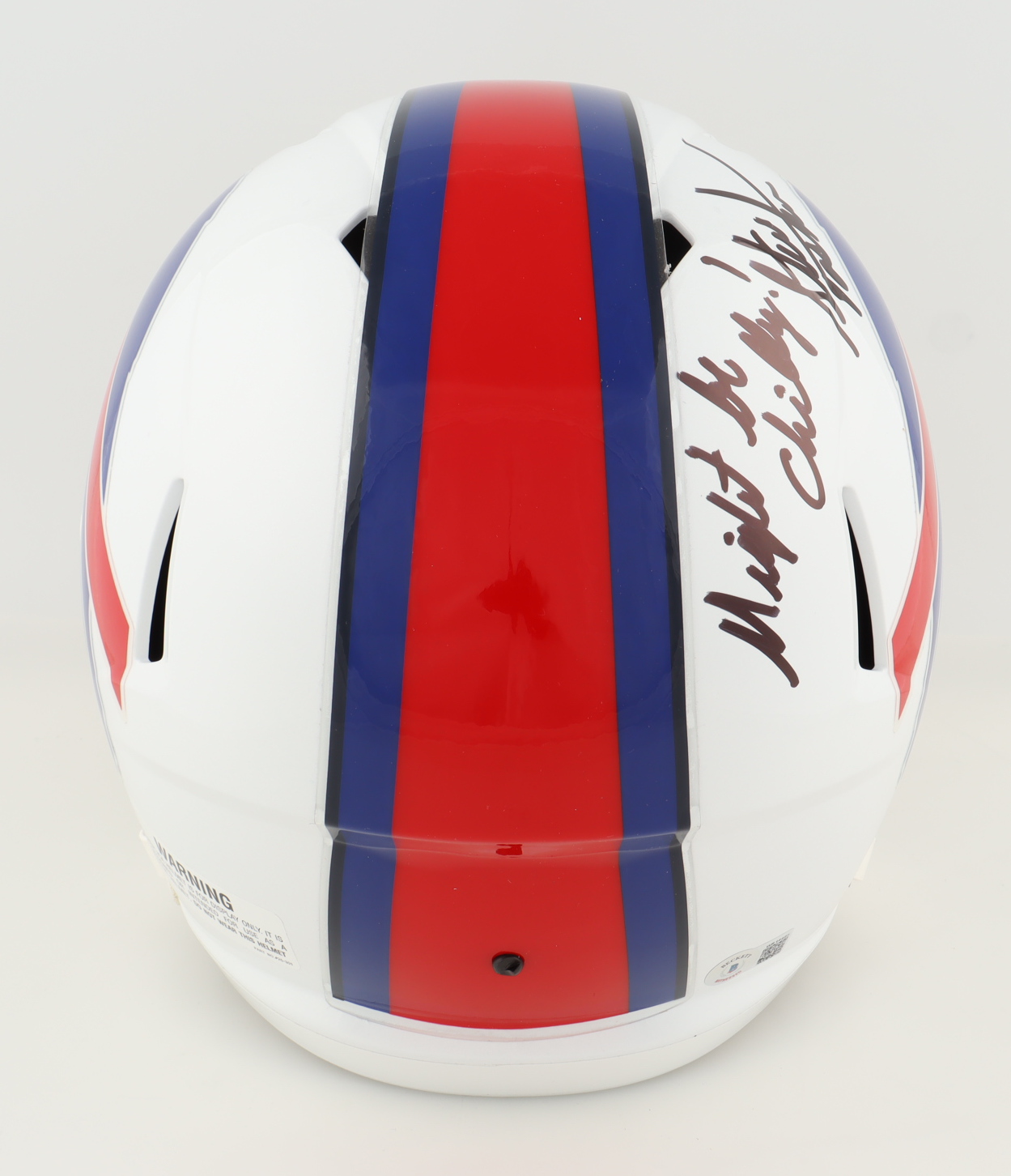 Steve Tasker Signed Bills Full-Size Speed Helmet Inscribed "Might Be Chilly" (Beckett) at PristineAuction.com Steve Tasker Signed Bills Full-Size Speed Helmet Inscribed "Might Be Chilly" (Beckett) at PristineAuction.com