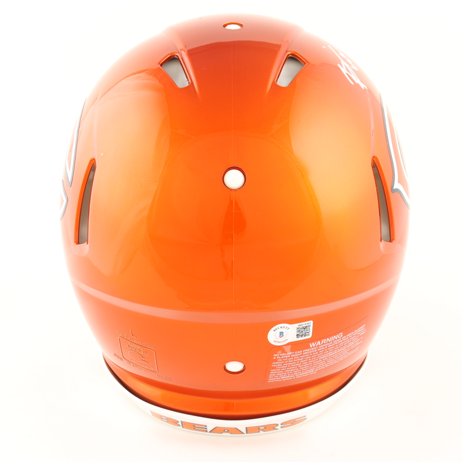 Brian Urlacher Signed Bears Full-Size Authentic On-Field Flash Alternate Speed Helmet Inscribed "HOF 18" (Beckett) at PristineAuction.com Brian Urlacher Signed Bears Full-Size Authentic On-Field Flash Alternate Speed Helmet Inscribed "HOF 18" (Beckett) at PristineAuction.com