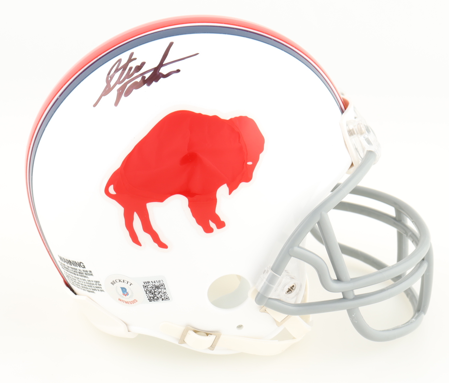 Steve Tasker Signed Bills Mini Helmet (Beckett) at PristineAuction.com Steve Tasker Signed Bills Mini Helmet (Beckett) at PristineAuction.com
