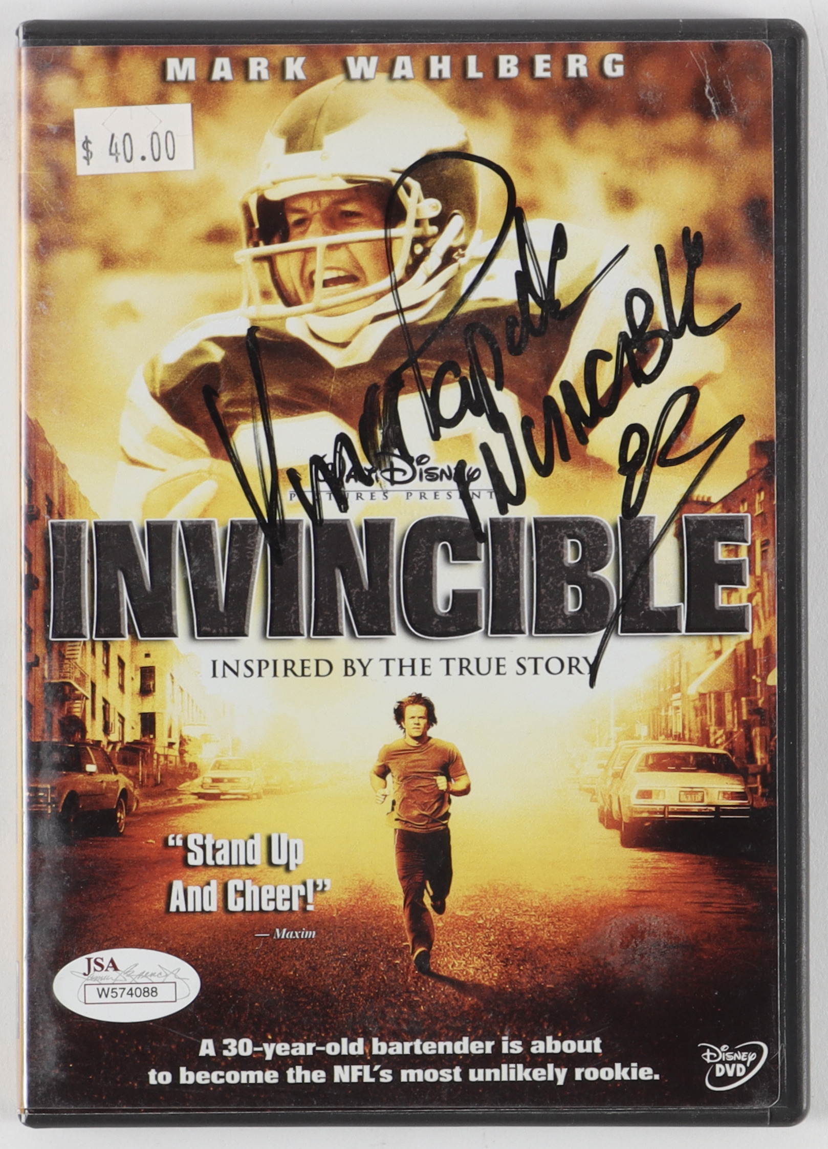 Vince Papale Signed "Invincible" DVD Cover Inscribed "Invincible" (JSA) at PristineAuction.com Vince Papale Signed "Invincible" DVD Cover Inscribed "Invincible" (JSA) at PristineAuction.com