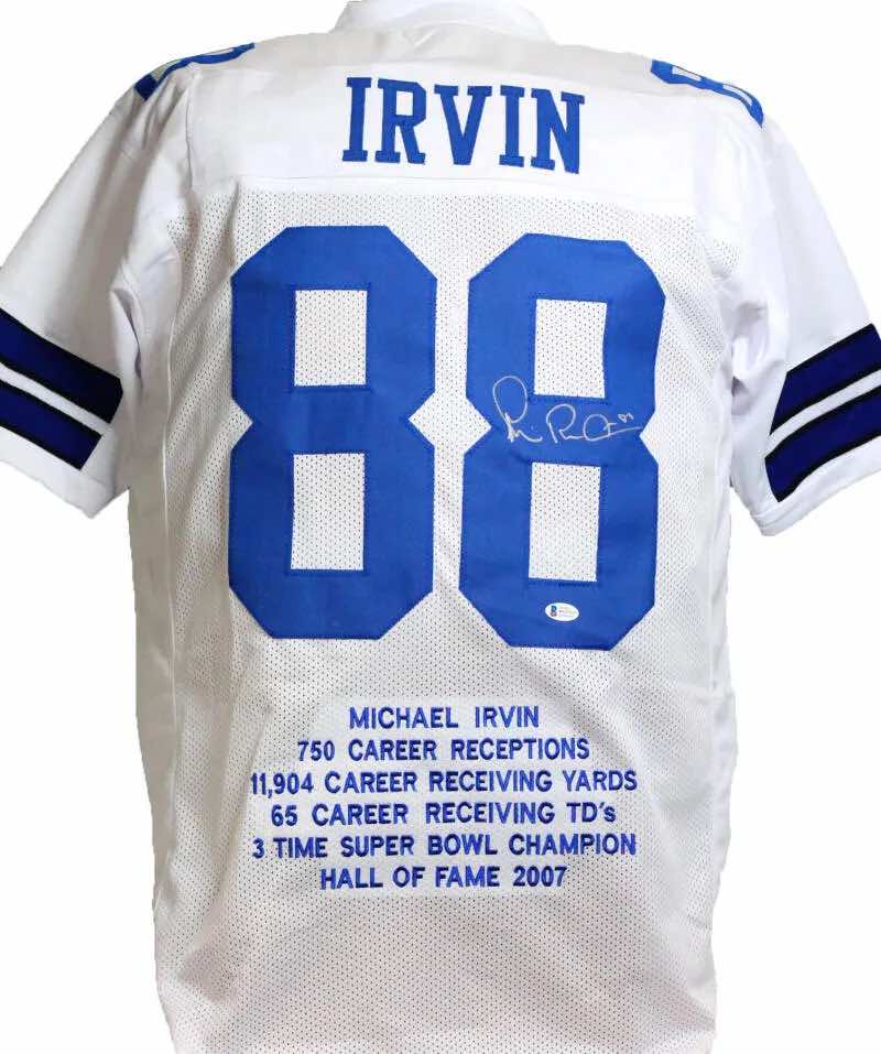 Michael Irvin Signed Career Highlight Stat Jersey (Beckett) at PristineAuction.com Michael Irvin Signed Career Highlight Stat Jersey (Beckett) at PristineAuction.com