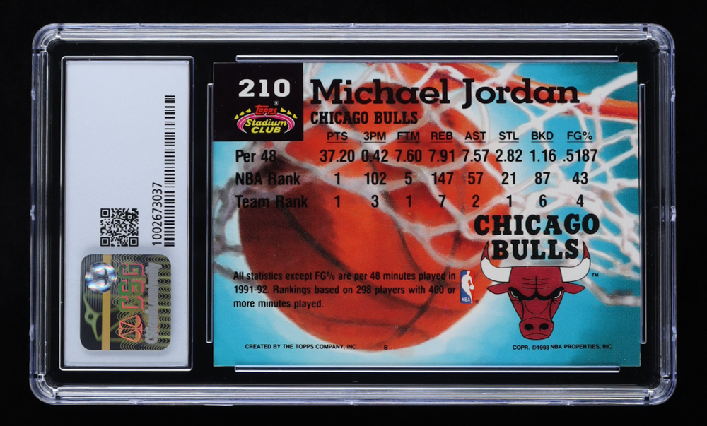 Michael Jordan 1992-93 Stadium Club Members Only Parallel #210 MC (CSG 7.5) at PristineAuction.com Michael Jordan 1992-93 Stadium Club Members Only Parallel #210 MC (CSG 7.5) at PristineAuction.com
