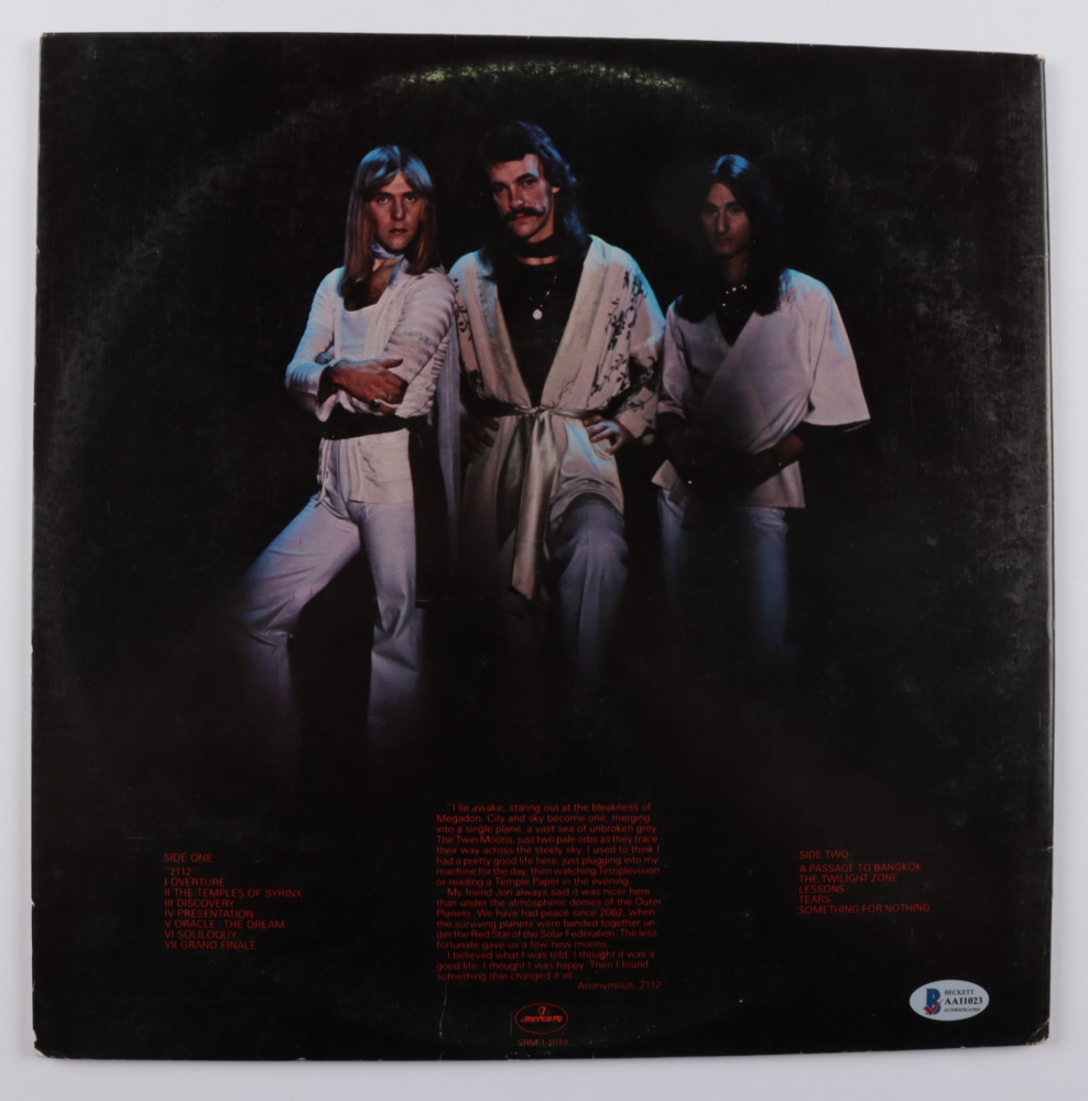 Neil Peart, Alex Lifeson & Geddy Lee Signed "Rush 2112" Vinyl Record Album (Beckett LOA) at PristineAuction.com Neil Peart, Alex Lifeson & Geddy Lee Signed "Rush 2112" Vinyl Record Album (Beckett LOA) at PristineAuction.com