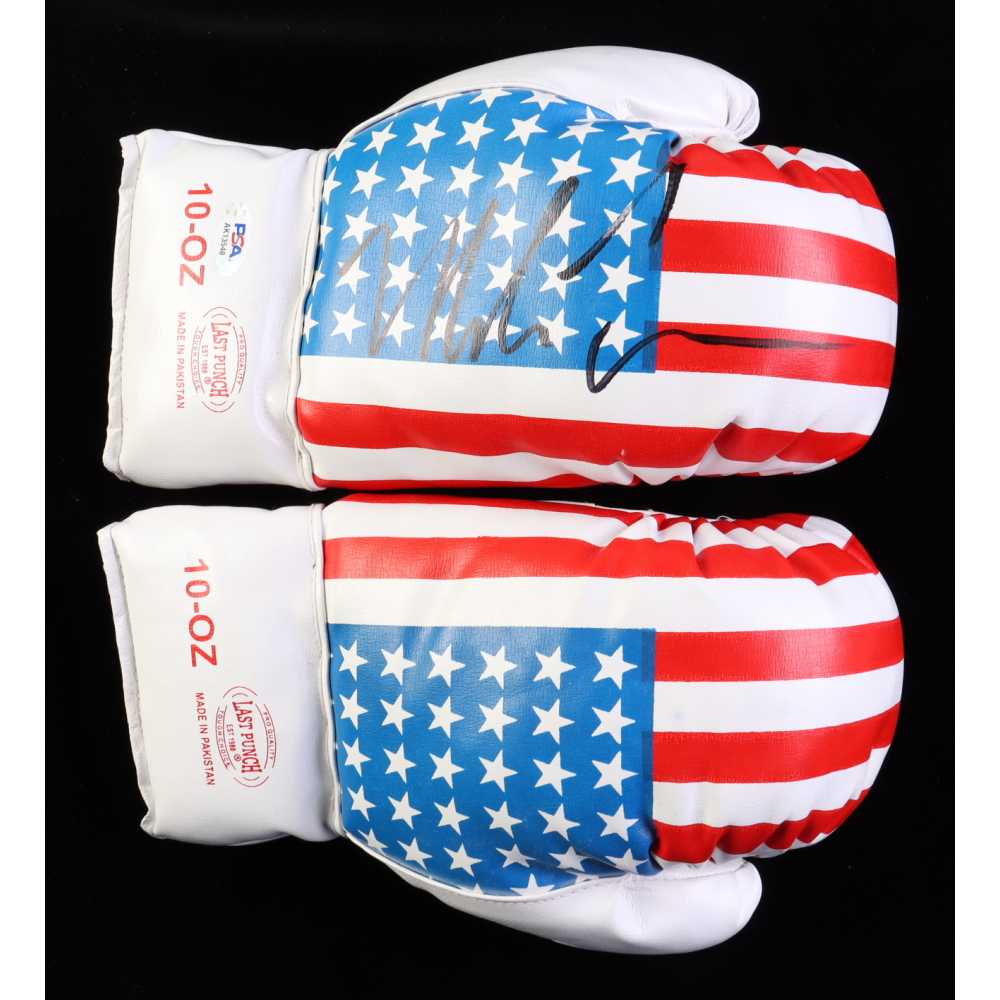 Mike Tyson Signed Pair of American Flag Boxing Gloves (PSA) Pristine