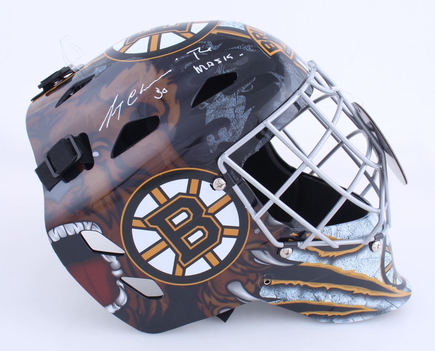 Gerry Cheevers Signed Bruins Full-Size Goalie Mask Inscribed "The Mask" (Schwartz Sports) at PristineAuction.com Gerry Cheevers Signed Bruins Full-Size Goalie Mask Inscribed "The Mask" (Schwartz Sports) at PristineAuction.com