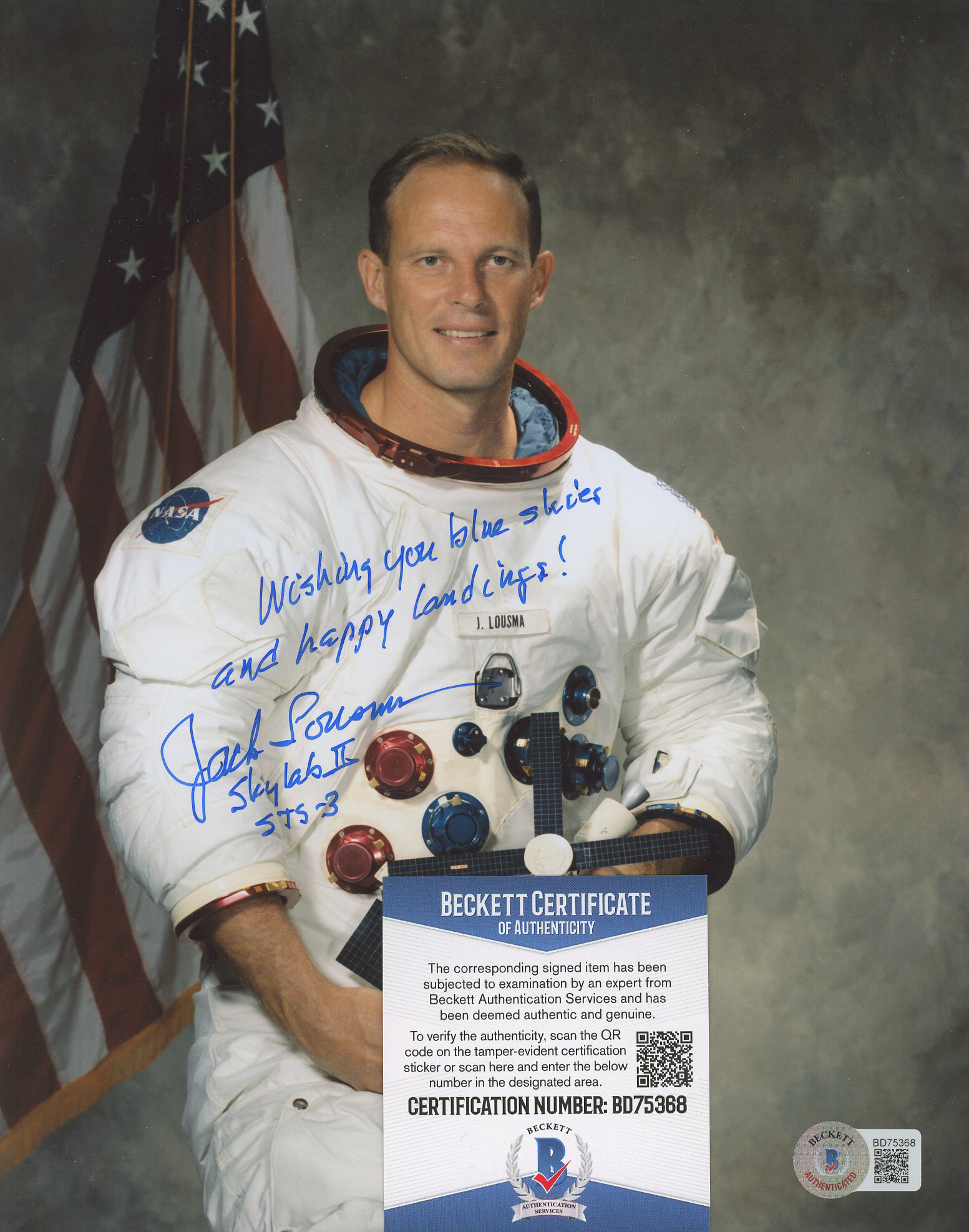 Jack R. Lousma Signed NASA 8x10 Photo with Multiple Inscriptions (Beckett) at PristineAuction.com Jack R. Lousma Signed NASA 8x10 Photo with Multiple Inscriptions (Beckett) at PristineAuction.com