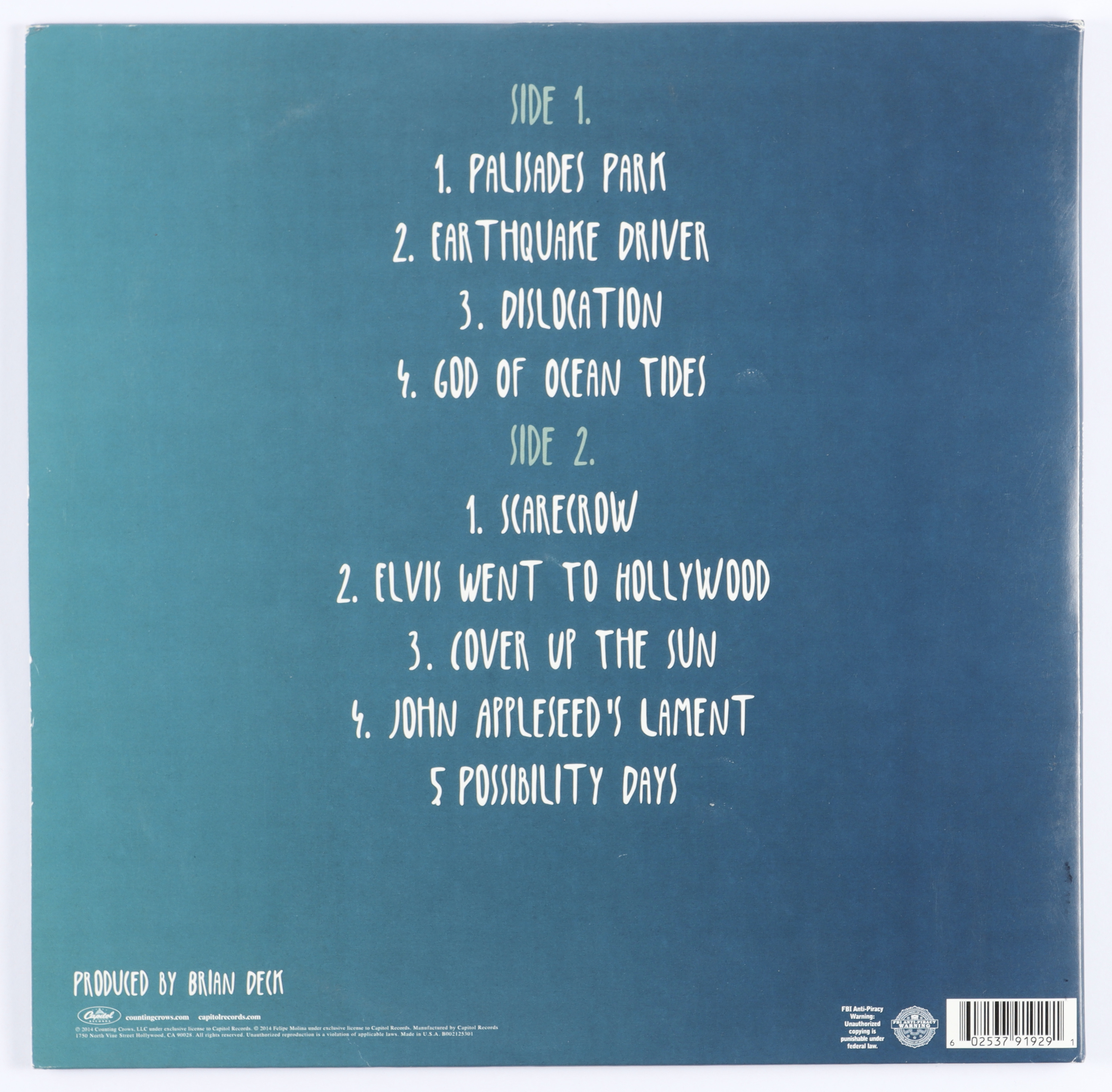 Counting Crows "Somewhere Under Wonderland" Vinyl Album Cover Band-Signed by (7) With Adam Duritz, David Immergluck, Dan Vickery, Jim Bogios (JSA) at PristineAuction.com Counting Crows "Somewhere Under Wonderland" Vinyl Album Cover Band-Signed by (7) With Adam Duritz, David Immergluck, Dan Vickery, Jim Bogios (JSA) at PristineAuction.com