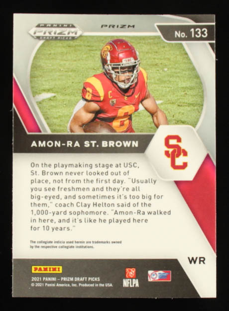 Amon-Ra St. Brown 2021 Panini Prizm Draft Picks Prizms Green Wave #133 at PristineAuction.com Amon-Ra St. Brown 2021 Panini Prizm Draft Picks Prizms Green Wave #133 at PristineAuction.com